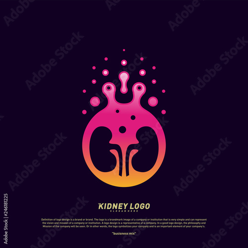Colorful Kidney Logo Design Concept. Urology Logo Vector Template
