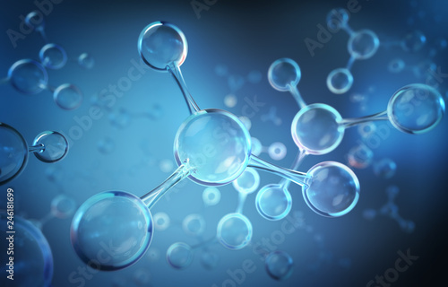 Fotografie, Obraz molecule or atom, Abstract structure for medical background, 3d illustration