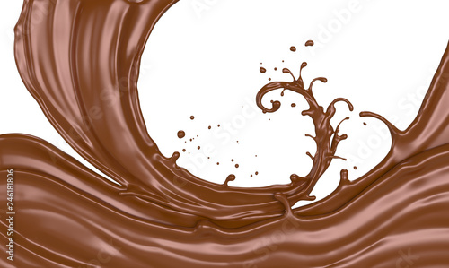 Abstract Background of Chocolate Milk wave splash and swirl shape, 3d rendering.