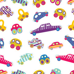 Acrylglasbilder Automuster Niedliche Autos Vektormuster für Kinder  © vyazovskaya