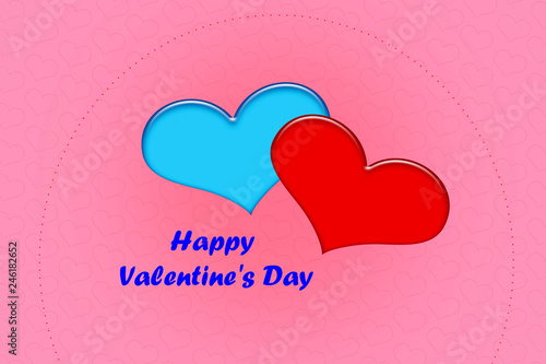 Two hearts on a card for Valentine's Day