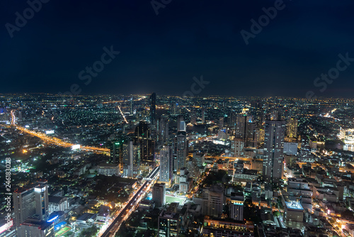 Panorama Bangkok City Skyline at Night.