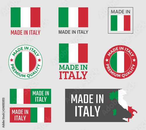 made in Italy labels set, Italian product emblem