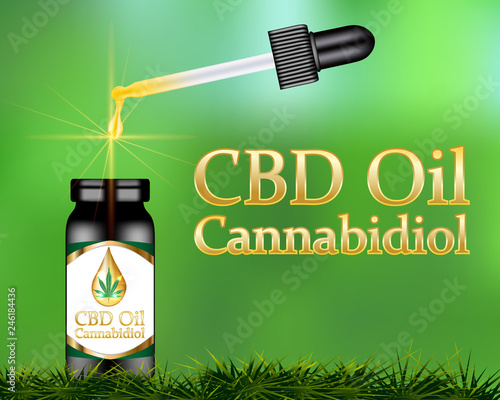 CBD oil Cannabidiol product background.Vector Illustration