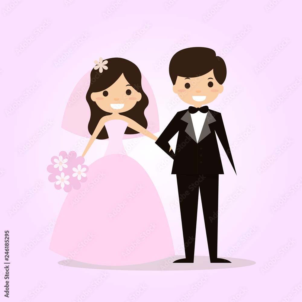 The groom and the bride are happy on the wedding day. The groom and the bride are happy on the wedding day.