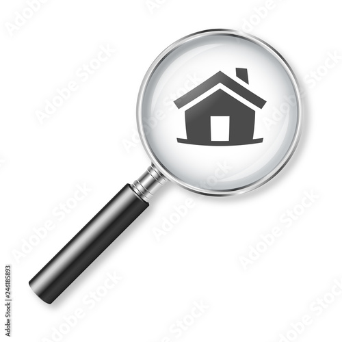 Magnifying glass real estate icon