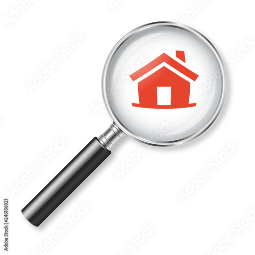 Magnifying glass real estate icon