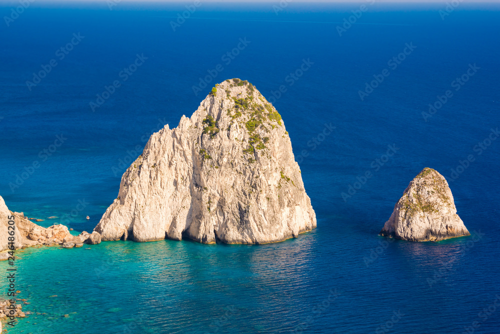 Rocks stacks in the mediterranean sea in Greece