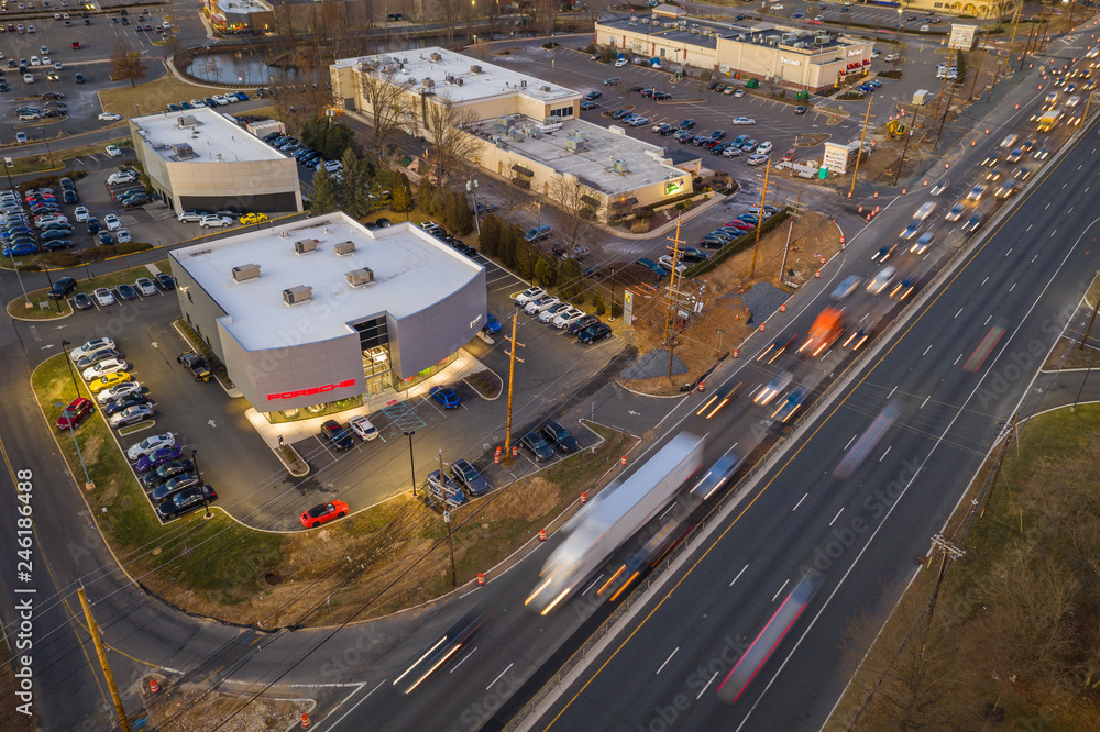 Naklejka premium Aerial View of Lawrenceville New Jersey Sunset