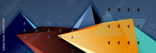 3d triangular shapes geometric background. Origami style pattern with triange shapes for decorative design. Poster design. Line design. Modern presentation template