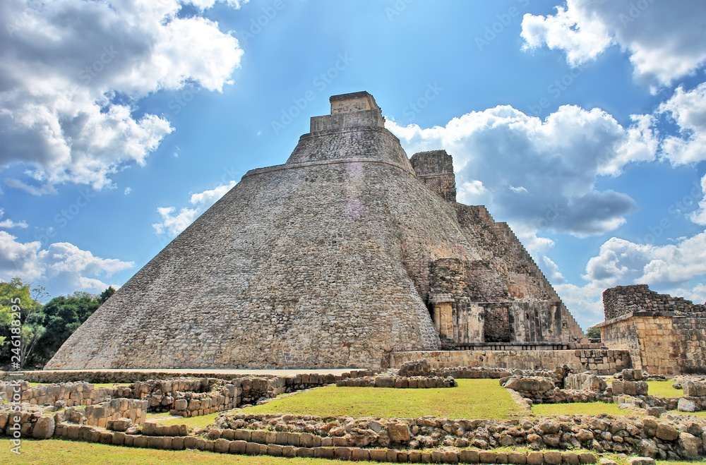 The Pyramid of the Magician  located in the ancient, Pre-Columbian city of Uxmal, Mexico
