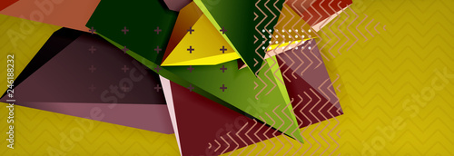 3d triangular shapes geometric background. Origami style pattern with triange shapes for decorative design. Poster design. Line design. Modern presentation template