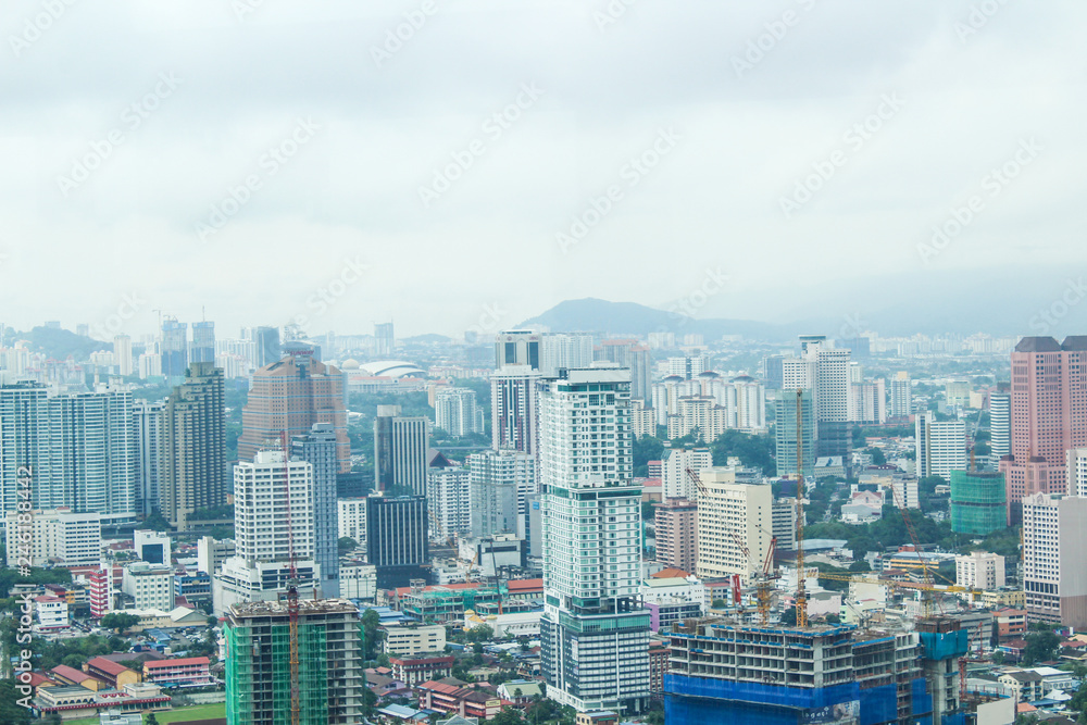 City view from the top floor of Petronas Twin Towers, Malaysia, Asia