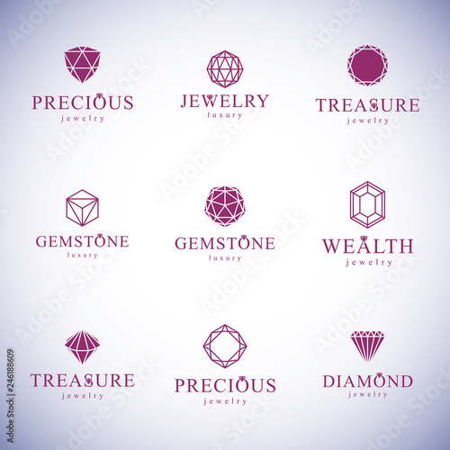 Collection of vector abstract geometric figures best for use as elegant business logo. Diamond design element.