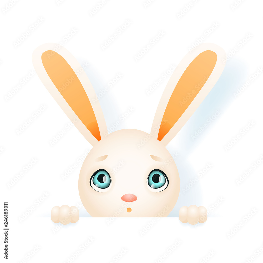 Obraz premium Easter cute bunny rabbit hole paws isolated design template vector illustration