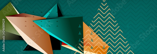 3d triangular shapes geometric background. Origami style pattern with triange shapes for decorative design. Poster design. Line design. Modern presentation template