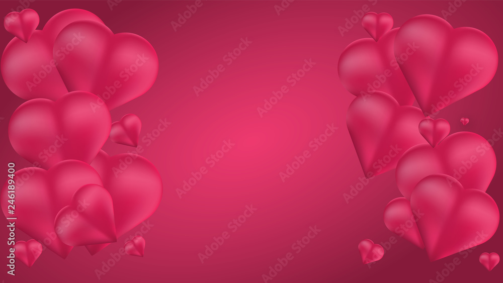 Vector Illustration of a Valentine's Day Card with 3d balloons heart and empty space for your text