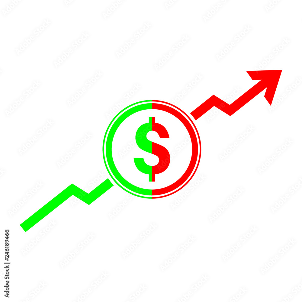 Dollar sign icon and incremental arrow for business growth and incremental of investment, salary, income, revenue, profit, cost, ebitda, patami, stock market and wealth Dollar sign icon and incremental arrow for business growth and incremental of investment, salary, income, revenue, profit, cost, ebitda, patami, stock market and wealth