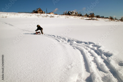 ski tracks in snow