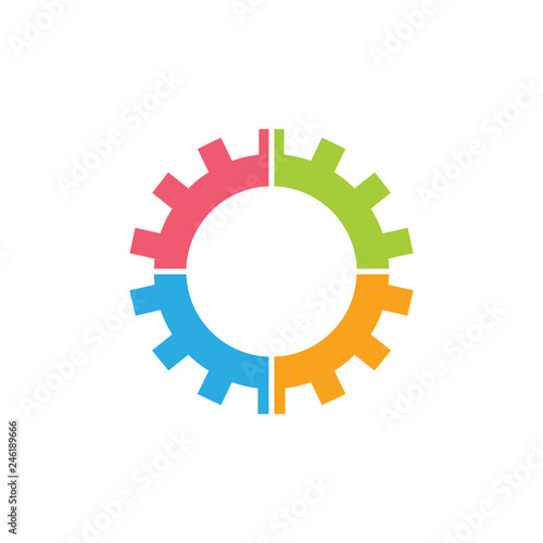 colorful geometric cog wheel logo vector