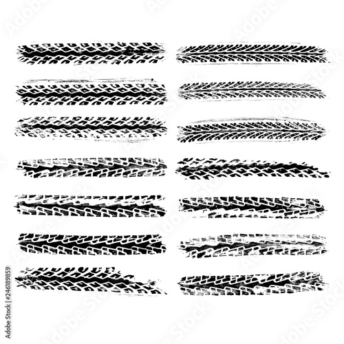 Set of 14 realistic rubber tire track imprints