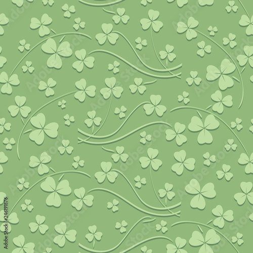 light green seamless pattern for saint patrick day - vector background with trefoil