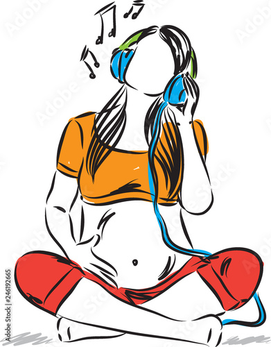  pregnant woman listening music illustration