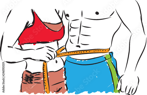 woman and man body fitness illustration