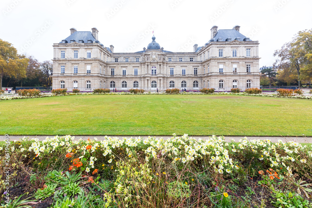 PARIS, FRANCE - NOVEMBER 10, 2018 - Luxembourg Palace since 1958 is the seat of the French Senate