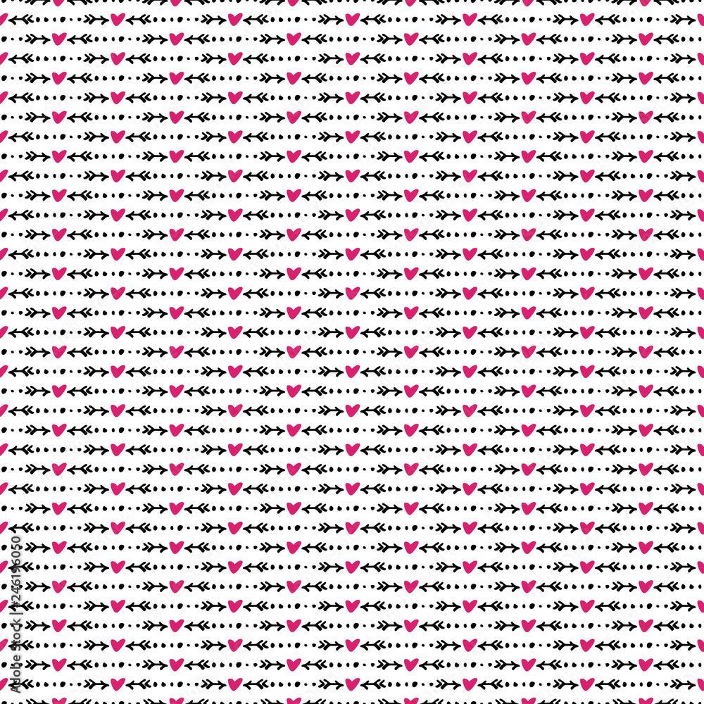 Valentine's Day Seamless Pattern - Cute Valentine design in hand drawn style Valentine's Day Seamless Pattern - Cute Valentine design in hand drawn style