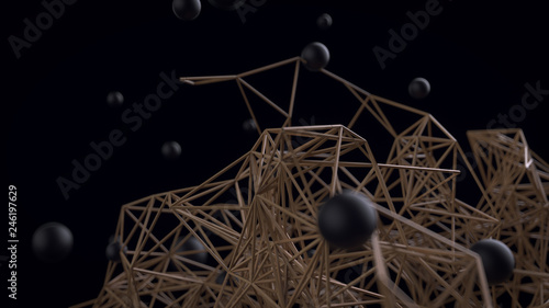 3d render abstract technological web background. Plexus geometry.