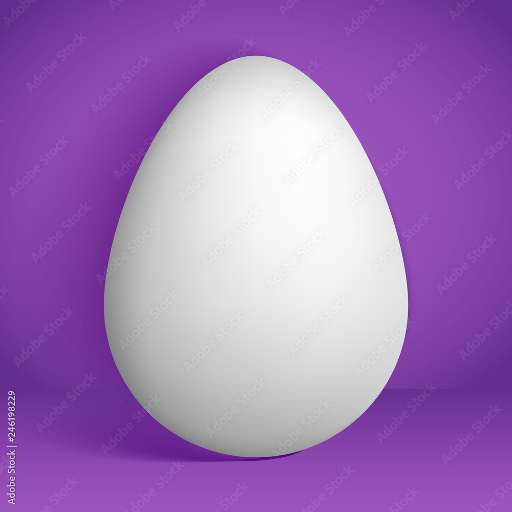 White egg on a purple background.