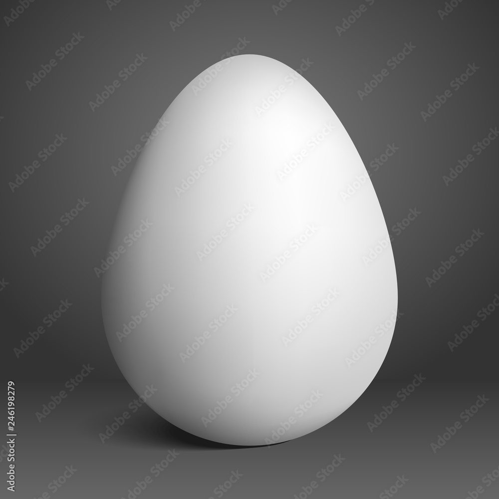 White egg located vertically on a dark gray background in the best traditions of minimalism White egg located vertically on a dark gray background in the best traditions of minimalism