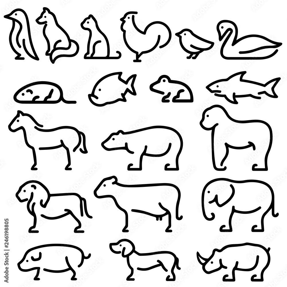 Pak with a schematic depiction of various animals using the line Pak with a schematic depiction of various animals using the line