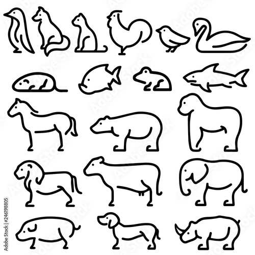 Pak with a schematic depiction of various animals using the line