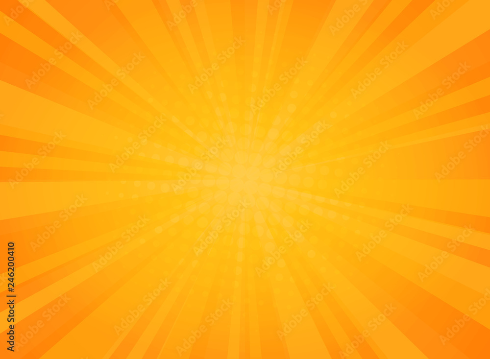 Abstract sunny radiance pattern of comic halftone background in yellow. Abstract sunny radiance pattern of comic halftone background in yellow.