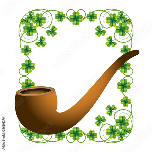 pipe wooden smoke clover frame photo