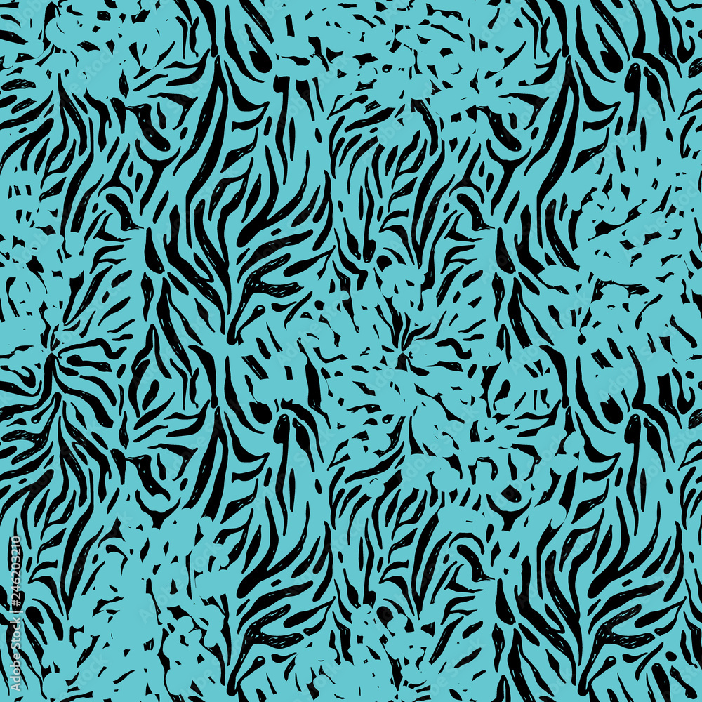Blue zebra seamless pattern. Blue zebra seamless pattern.