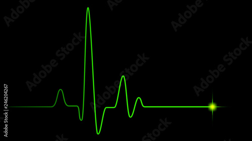 Green heart pulse graphic line on black