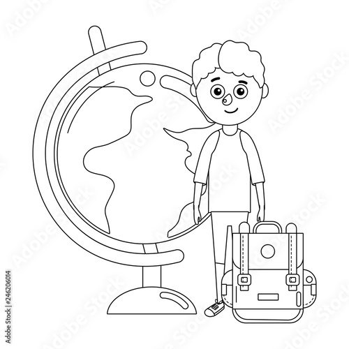 young boy school bagpack