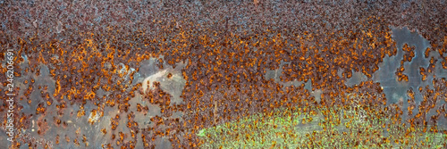 Dark worn rusty metal texture background long banner