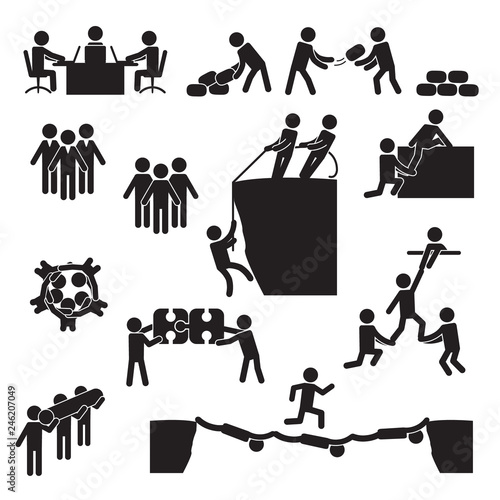 Teamwork icons set. Vector.