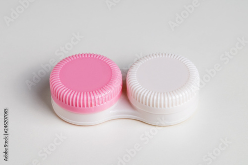 Container for contact lenses. Close up
