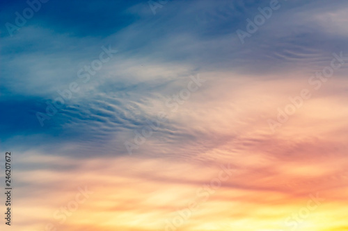 Beautiful sky with cloud before sunset. Summer background.
