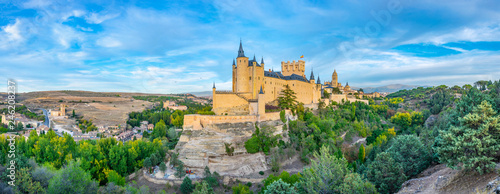 Sunset view of Alcazar de Segovia in Spain