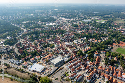 Central area of a North German district town taken from the air