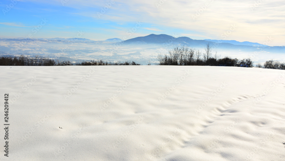 winter landscape with lake and sky winter landscape with lake and sky