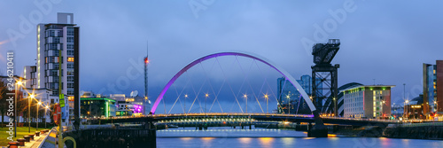 Skyline of Glasgow at the Pacific Quay, Scotland, UK