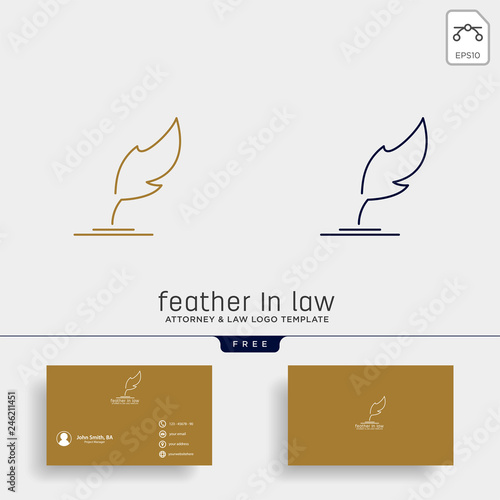 elegant feather attorney logo line design template illustration