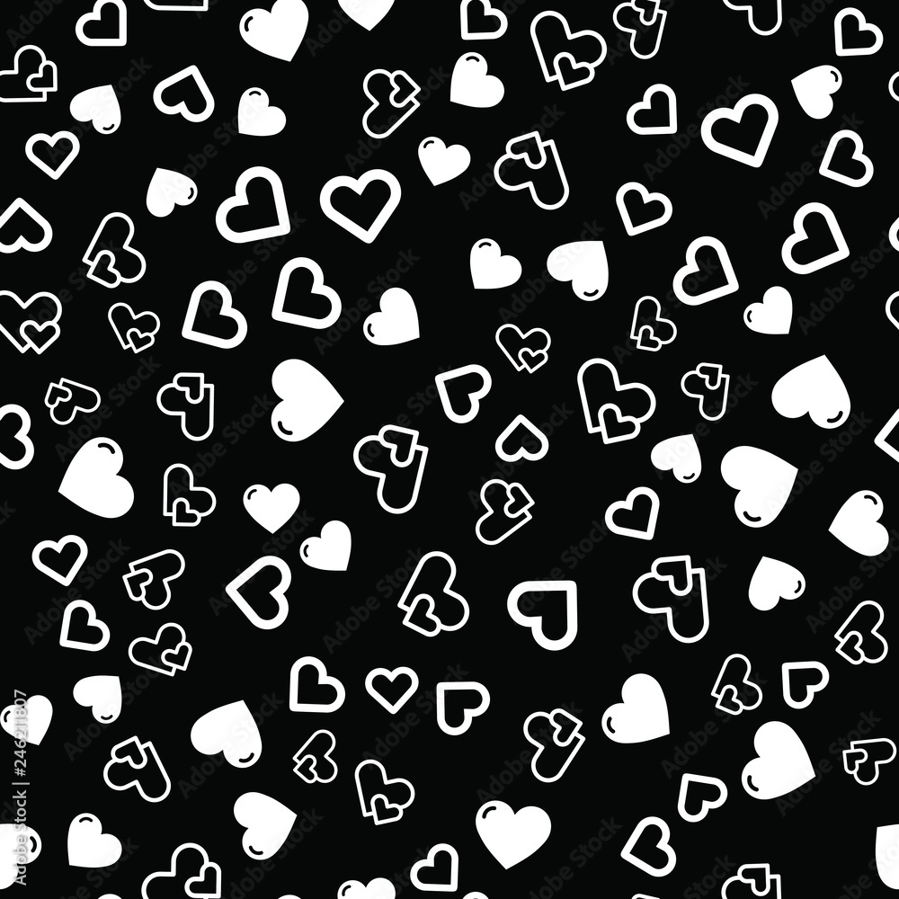Hearts for Valentine's Day. Romantic feeling and love. Seamless vector EPS 10. Abstract geometric pattern. Multicolor Figures. Texture for print and Banner. Flat style